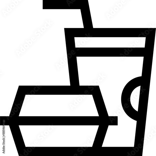 Modern fast food combo icon with drink cup and burger box for takeaway menus, snack bars, kiosks, delivery apps, and casual dining branding


