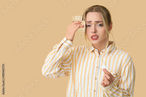 Ill young woman with solubl...