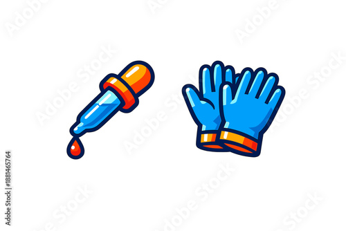 Laboratory dropper and protective gloves for scientific research and medical testing