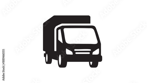 Logistics and Shipping Vehicle Symbol - Flat Delivery Van Graphic