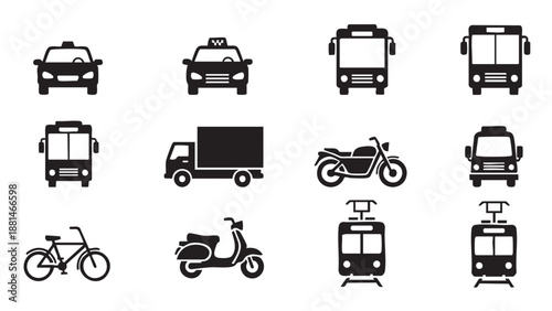Commercial Vehicle Symbols - Delivery and Public Transport Silhouettes