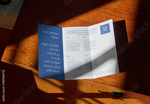 Mockup Of Customizable Tri-Fold Open Leaflet
