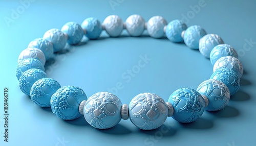 Elegant Light Blue Beaded Bracelet on a Matching Background.