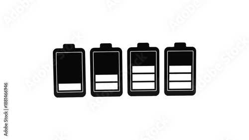 Four battery icons show different levels of charge from empty to almost full.