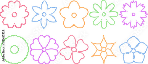 Flower Neon Line Art