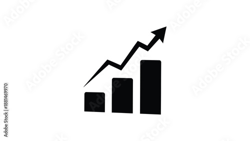 A black bar graph shows an upward trend with an arrow indicating growth.