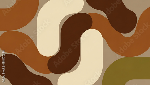 Mid-Century Abstract Background with Organic Atomic Shapes