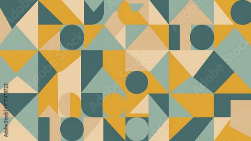 Retro Mid-Century Modern Geometric Abstract Pattern Background