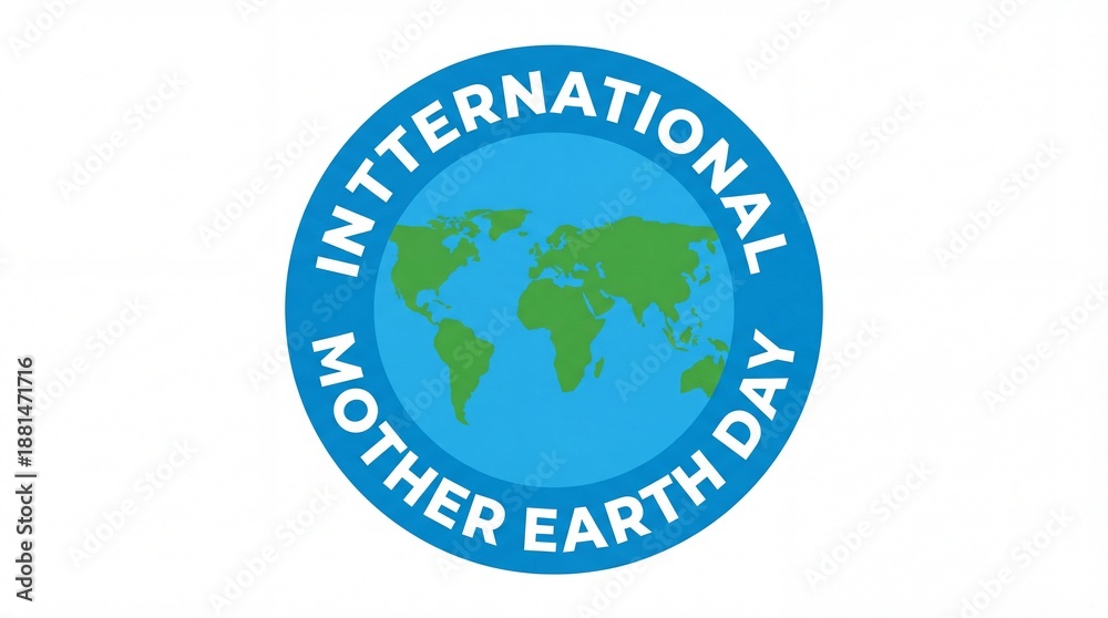 Fototapeta premium International Mother Earth Day logo with world map illustration.