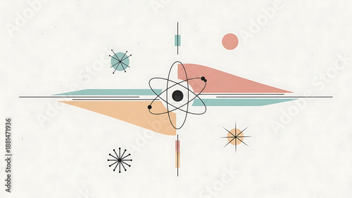 Retro Atomic Age Abstract Background in Minimalist Design