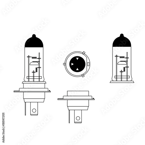 Car headlight beam system concept. High beam vs Low beam