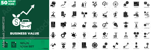 Business Value Solid Editable Icons set