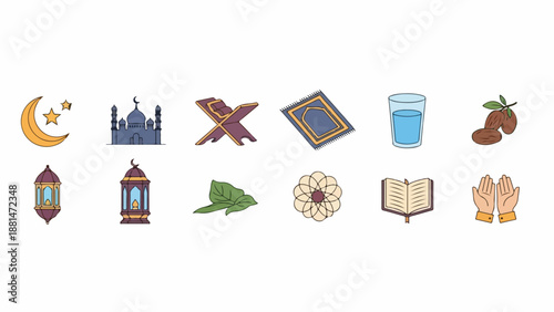 A collection of Islamic symbols and objects