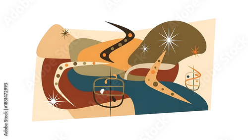Atomic Age Inspired Abstract Background with Retro Design