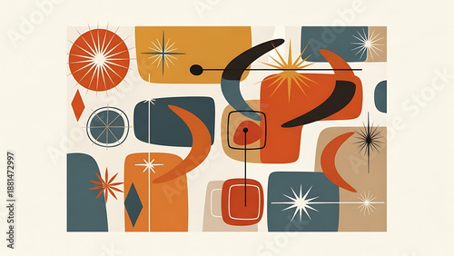 Retro Style Atomic Age Inspired Abstract Background