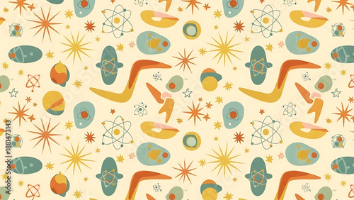Retro Atomic Age Pattern Abstract Background Wallpaper Style