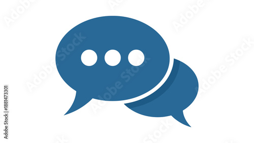 Two overlapping blue speech bubbles with three dots, representing conversation and communication.