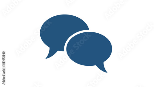 Two overlapping blue speech bubbles, representing communication, dialogue, and conversation.