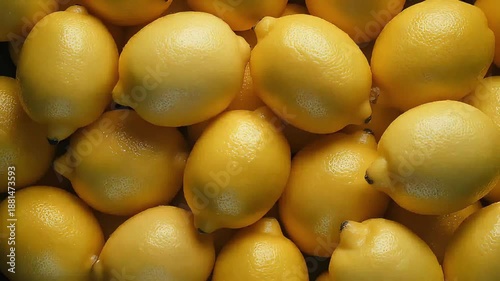 High-end cinematic close-up of fresh yellow lemons filling the frame, vibrant texture, soft lighting, premium food commercial aesthetic, natural freshness and abundance.