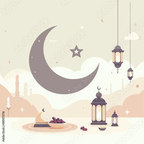 flat illustration of Ramadan Kareem