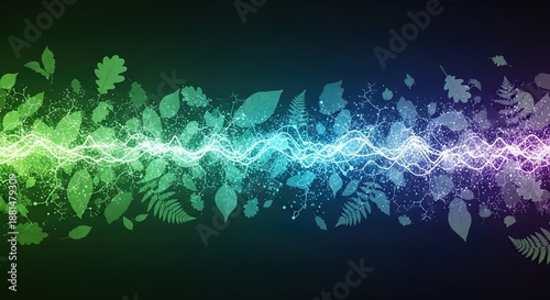Vibrant leafy waveform with glowing electric pulse gradient