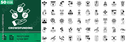 Crowdfunding Duotone Editable Icons set