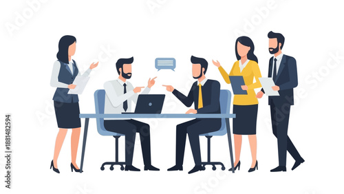 Business Professionals Discussing Project at Meeting.