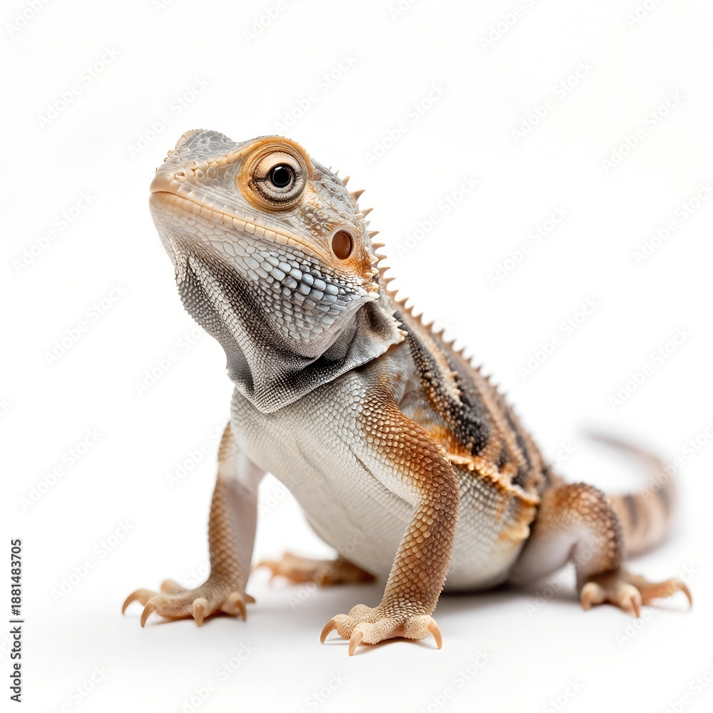 Fototapeta premium Adorable Baby Iguana White Background Isolated Studio Shot