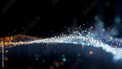 Wallpaper Mural Abstract shimmering light particles forming smooth wave expressing data flow motion digital energy technology innovation and elegant futuristic background Torontodigital.ca