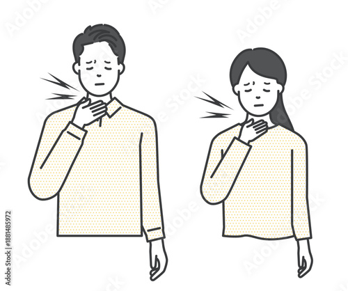 喉が痛い男女のイラストベクター素材