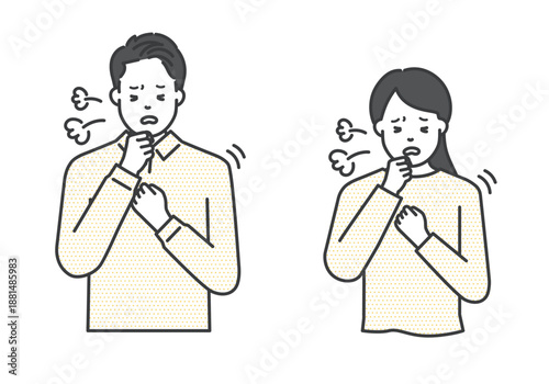 咳をする男女のイラストベクター素材