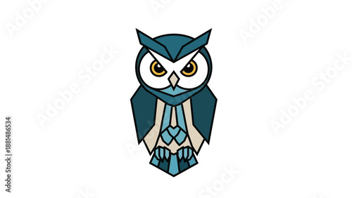 A distinctive geometric owl sketch, artfully rendered with sharp, angular forms, embodying abstract wisdom and intelligent insight within a modern graphic style
