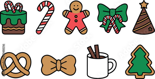 Christmas Cookie and Candy Cane Vector Set – Holiday Sweets Collection