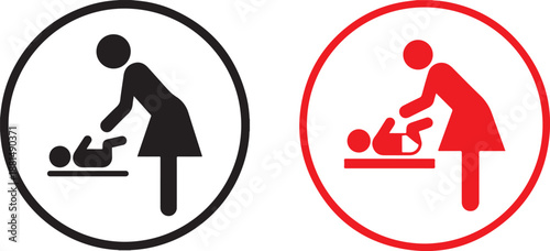 Baby Changing Station Icon Mother Infant Diaper Care Symbol Vector