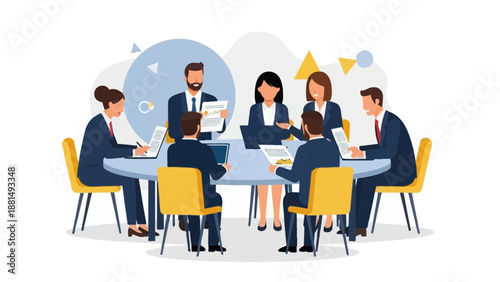 Business meeting in a modern office, team collaboration, strategy discussion