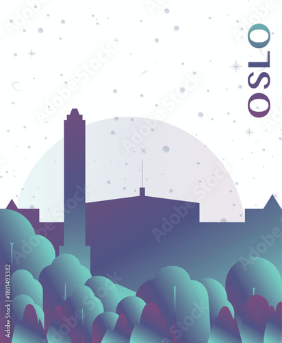 Canvas Print Oslo, Norway gradient futuristic poster