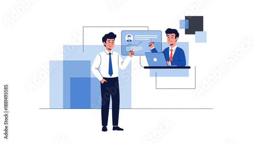 Business people collaborating on a digital project, online meeting and teamwork concept