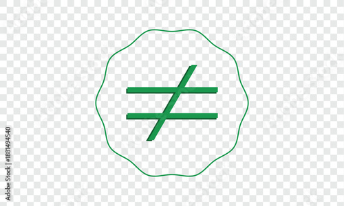 Not equal icon, vector illustration. Flat design style. vector not equal icon illustration isolated on White background, not equal icon. Vector illustration eps 10 .