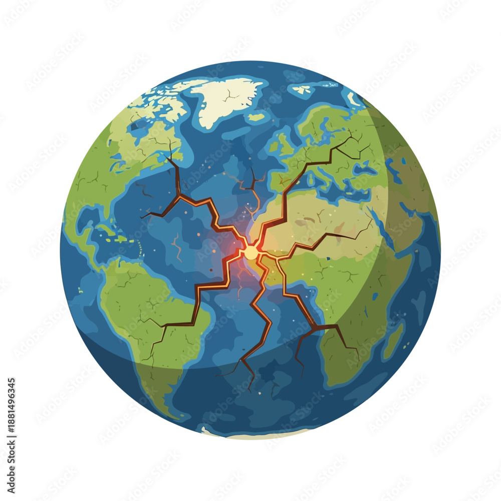 Obraz premium Cracked Earth Globe with Glowing Center - Global Disaster Concept