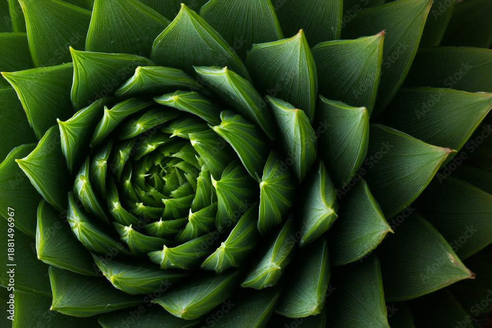 Obraz premium Close-up of green succulent plant with natural symmetry and texture, ideal for nature, wellness, and background concepts