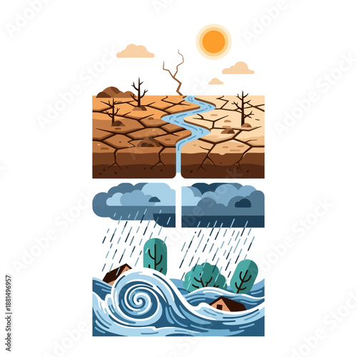 Drought and Flood Contrast - Climate Change Impact on Earth