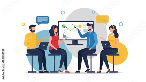 Business Meeting Team Collaboration Presentation Strategy Data Analytics