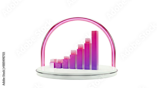 Bar Chart with Pink Gradient Bars and Arch
