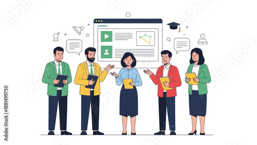 Business Team Discussing Online Learning and Digital Strategy