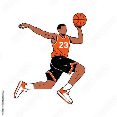 Basketball Player Dunking Silhouette - Dynamic Action Shot with Ball