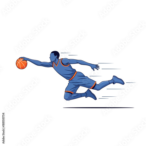 Dynamic Basketball Player Dunking Action Illustration