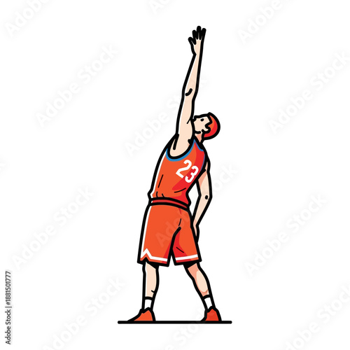 Basketball player reaching for slam dunk, vector illustration