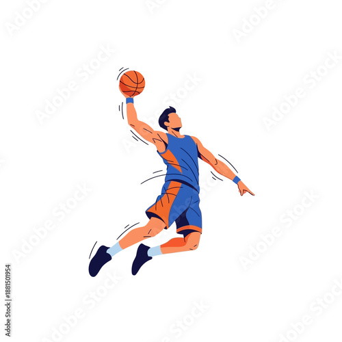 Basketball Player Jumping Dunking with Ball - Dynamic Action Shot