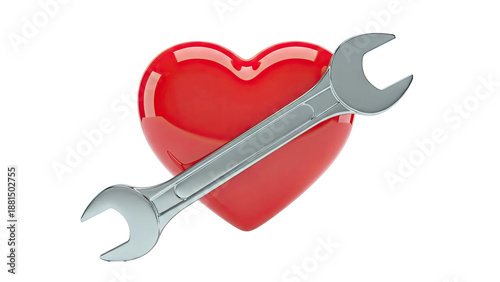 Wrench fixing a red heart
