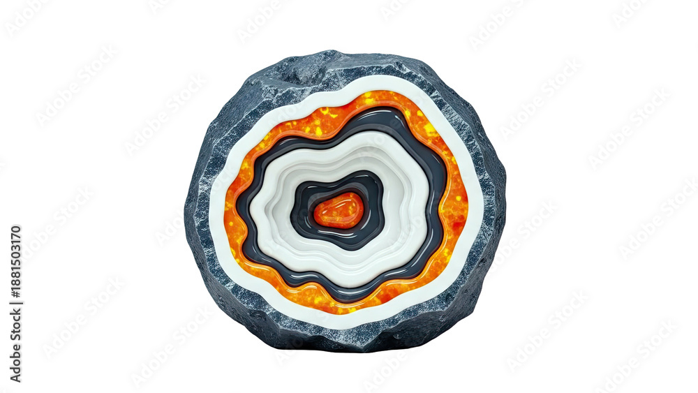 Fototapeta premium Abstract Geode Cutaway with Molten Core